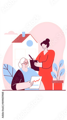 Occupational Therapist Helping Elderly Patient Vector Art