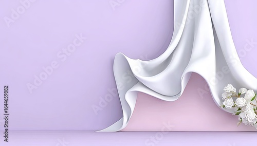 White draped fabric over a light pink wall