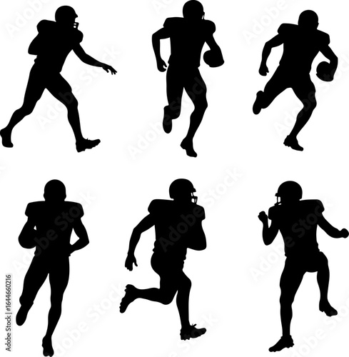 Silhouettes of American Football Players in Action"