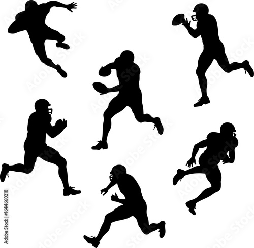 American Football Player Silhouettes Vector Bundle