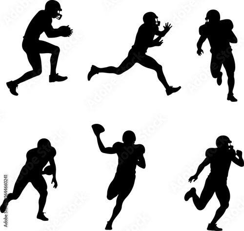 American Football Player Silhouettes Vector Bundle