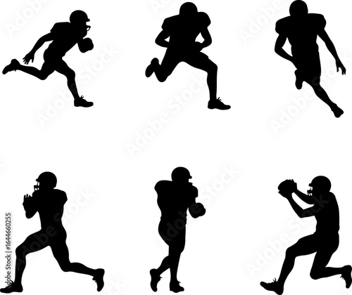 American Football Player Silhouettes Vector Bundle