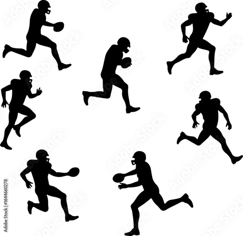 American Football Player Silhouettes Vector Bundle