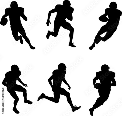 Silhouettes of American Football Players in Action"