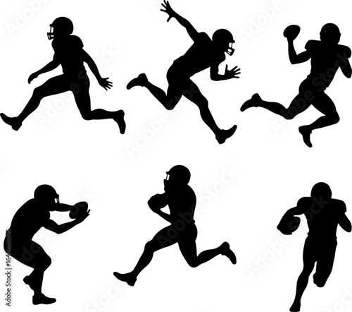 Silhouettes of American Football Players in Action"
