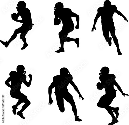 Silhouettes of American Football Players in Action"