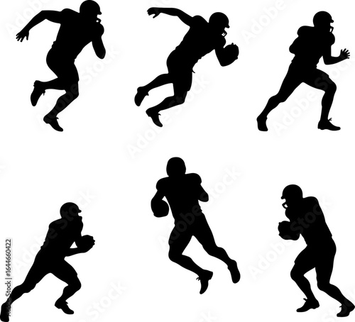 Silhouettes of American Football Players in Action"