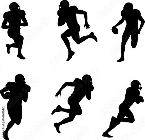 Silhouettes of American Football Players in Action"