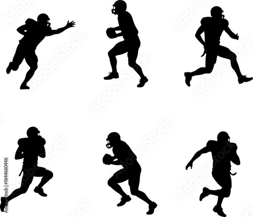 American Football Player Silhouettes Vector Bundle