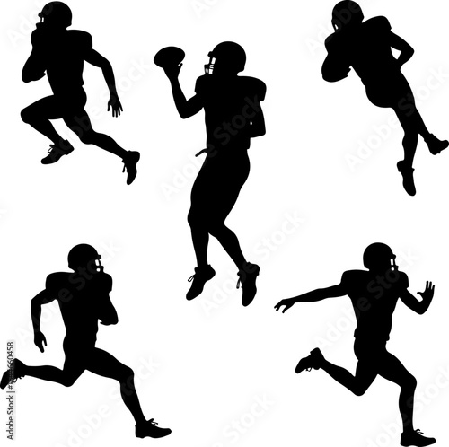 American Football Player Silhouettes Vector Bundle