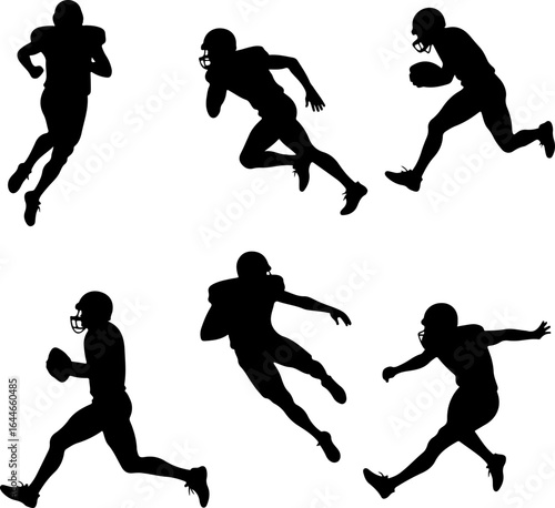 Silhouettes of American Football Players in Action"
