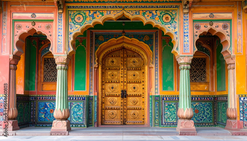 Colorful ornate doorway in traditional architecture
