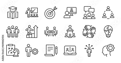 workshop line icons set vector illustration design