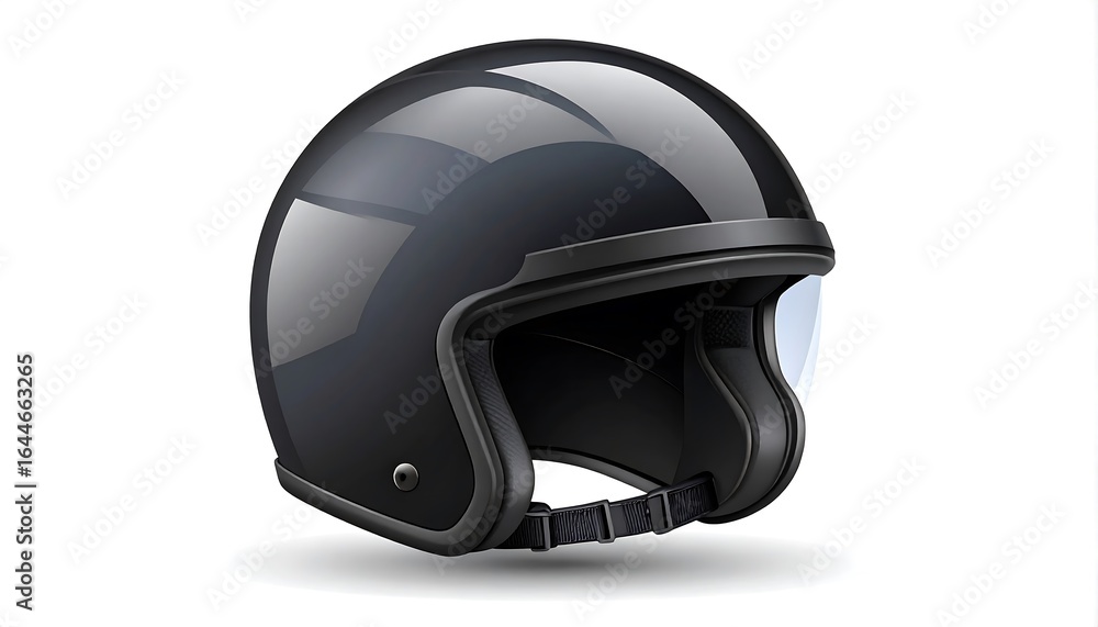 Fototapeta premium Sleek black motorcycle helmet safeguarding against impact during road adventures and protection