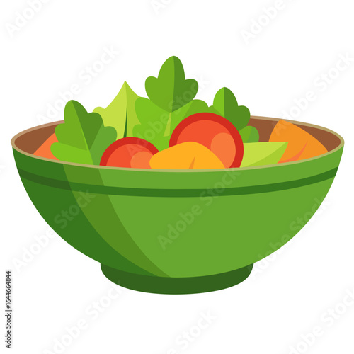 Fresh green salad in a bowl isolated on white background