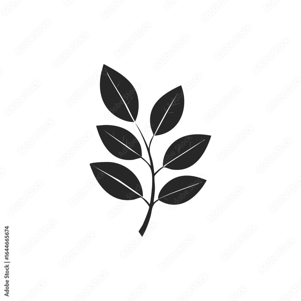 Obraz premium A simple, symmetrical branch with two small leaves, a minimalist and clean design.