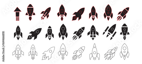 Rocket and Space Exploration Icon Set - Startup and Growth Symbols