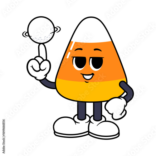 Vector Candy Corn Character Golf Ball