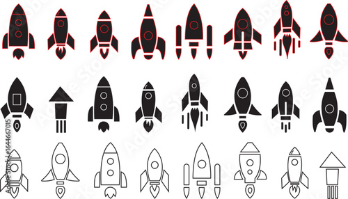 Rocket and Space Exploration Icon Set - Startup and Growth Symbols