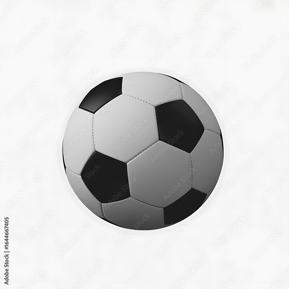 Fototapeta premium A detailed view of a soccer ball on a subtly textured white background