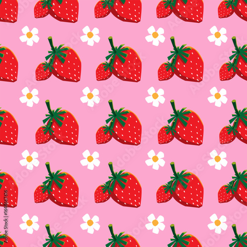 hand drawn seamless patttern with strawberry 