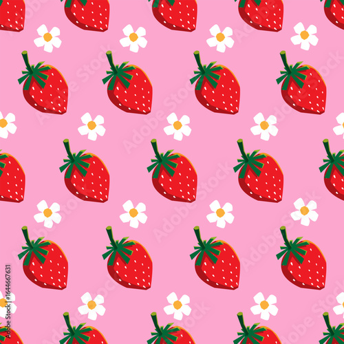 hand drawn seamless patttern with strawberry 