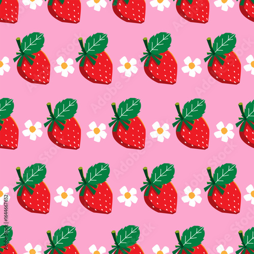 hand drawn seamless patttern with strawberry 