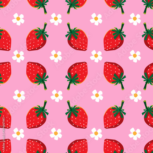 hand drawn seamless patttern with strawberry 