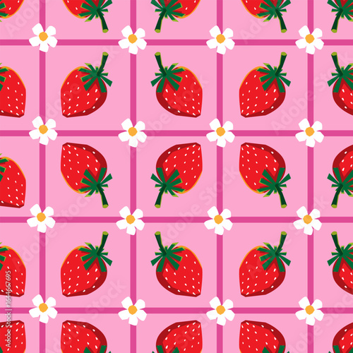 hand drawn seamless patttern with strawberry 
