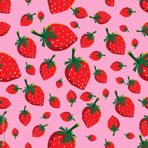 hand drawn seamless patttern with strawberry 