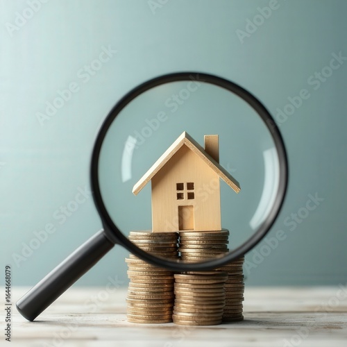 Home Equity Growth Analysis with Stacked Coins and House Model - Property Value Concept