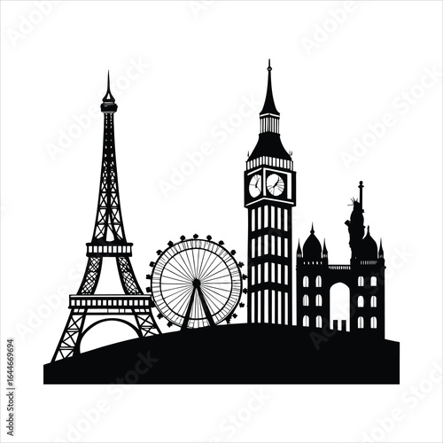 eiffel tower silhouette vector