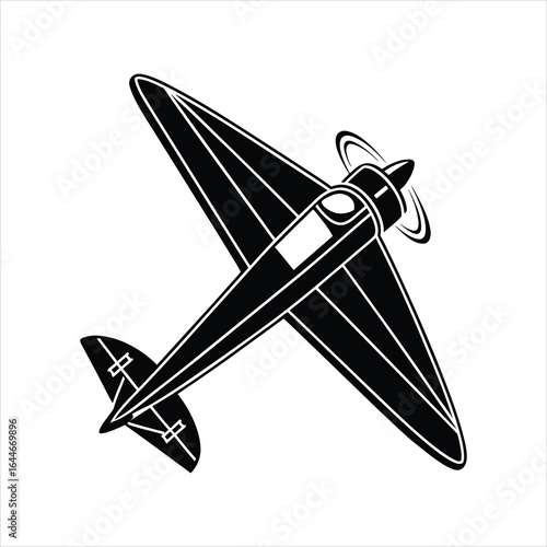 "Vintage Propeller Plane Silhouette"
