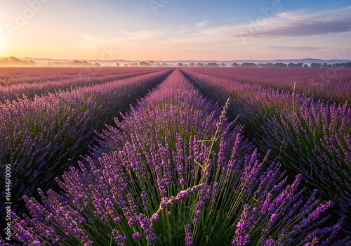Wallpaper Mural Lavender field basking in the soft glow of sunrise offering a serene and captivating vista Torontodigital.ca