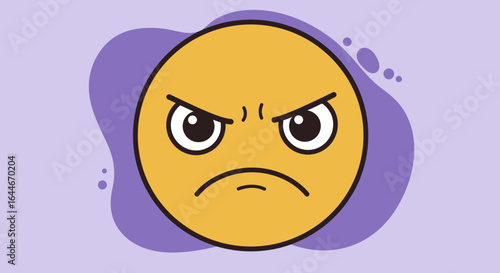 Angry Yellow Emoji with Dark Eyebrows and Eyes.