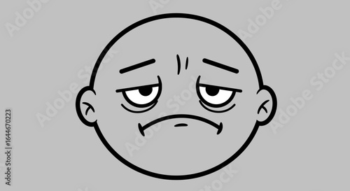 Cartoon Face Depicting Sadness and Disappointment Emotion.