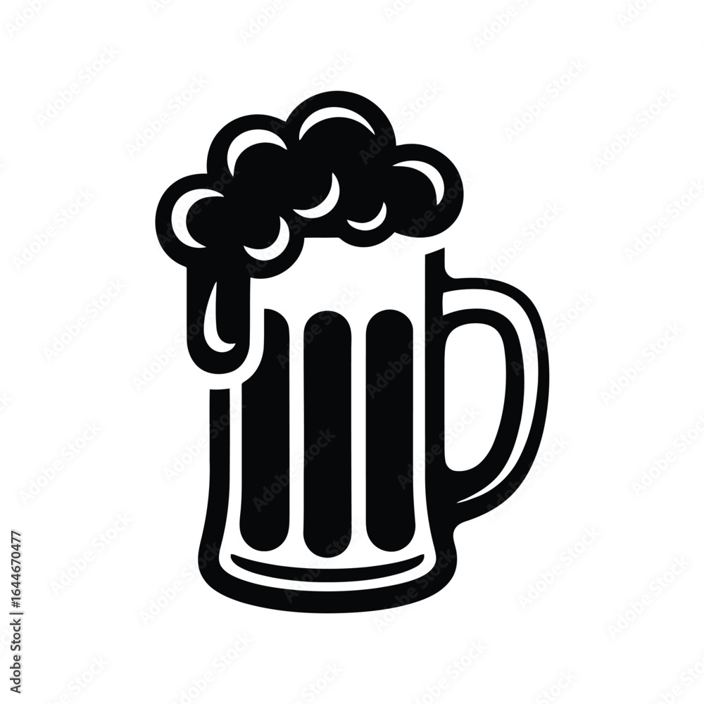 Vector illustration of Black and white beer mug with frothy foam vector illustration beverage Vector illustration of Black and white beer mug with frothy foam vector illustration beverage
