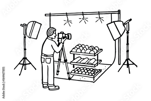 Filmmaker capturing ideas and concepts with camera and lighting equipment