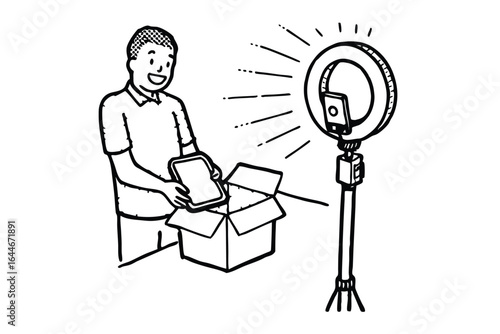 Unboxing and product review with lighting and camera setup