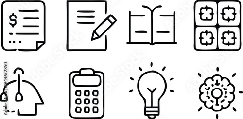 Hand drawn icons for business and education finance