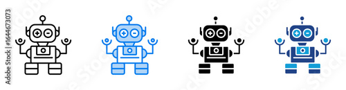 Robot icon set multiple style collection