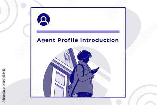 Agent profile introduction a stylized illustration depicts a person with a backpack looking at their phone symbolizing personal branding and digital identity