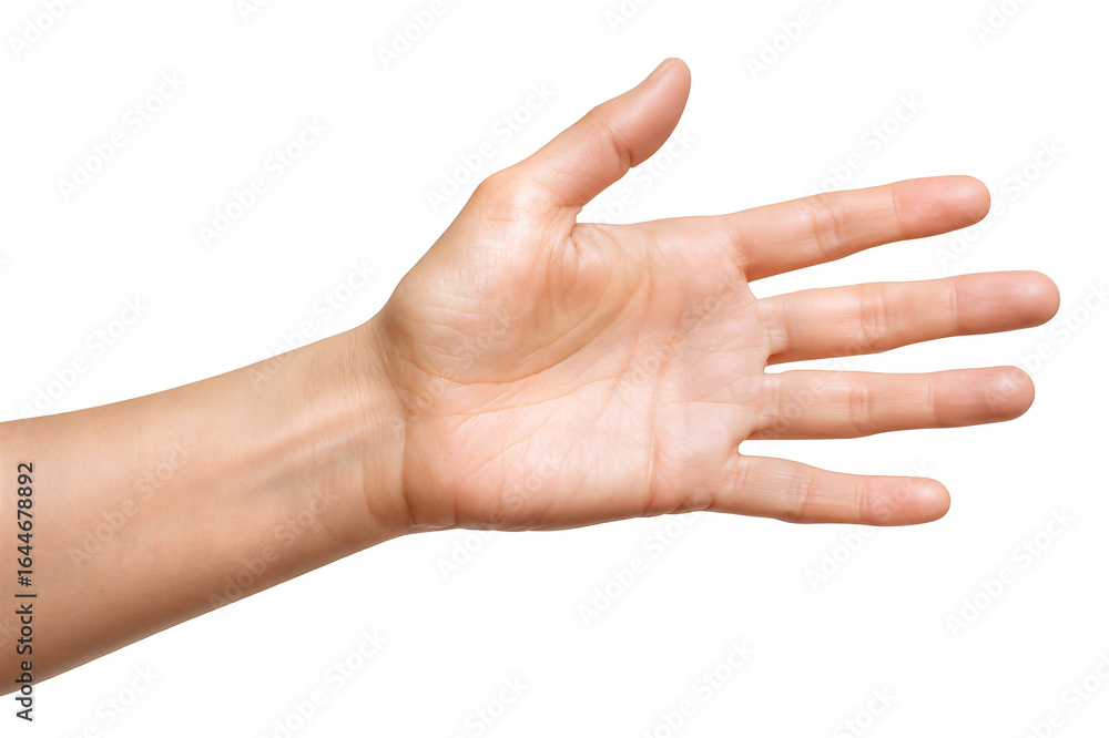 Outstretched hand, showcasing a male's palm against a black background. Outstretched hand, showcasing a male's palm against a black background.
