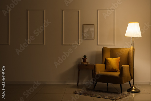 Interior of dark room with ...