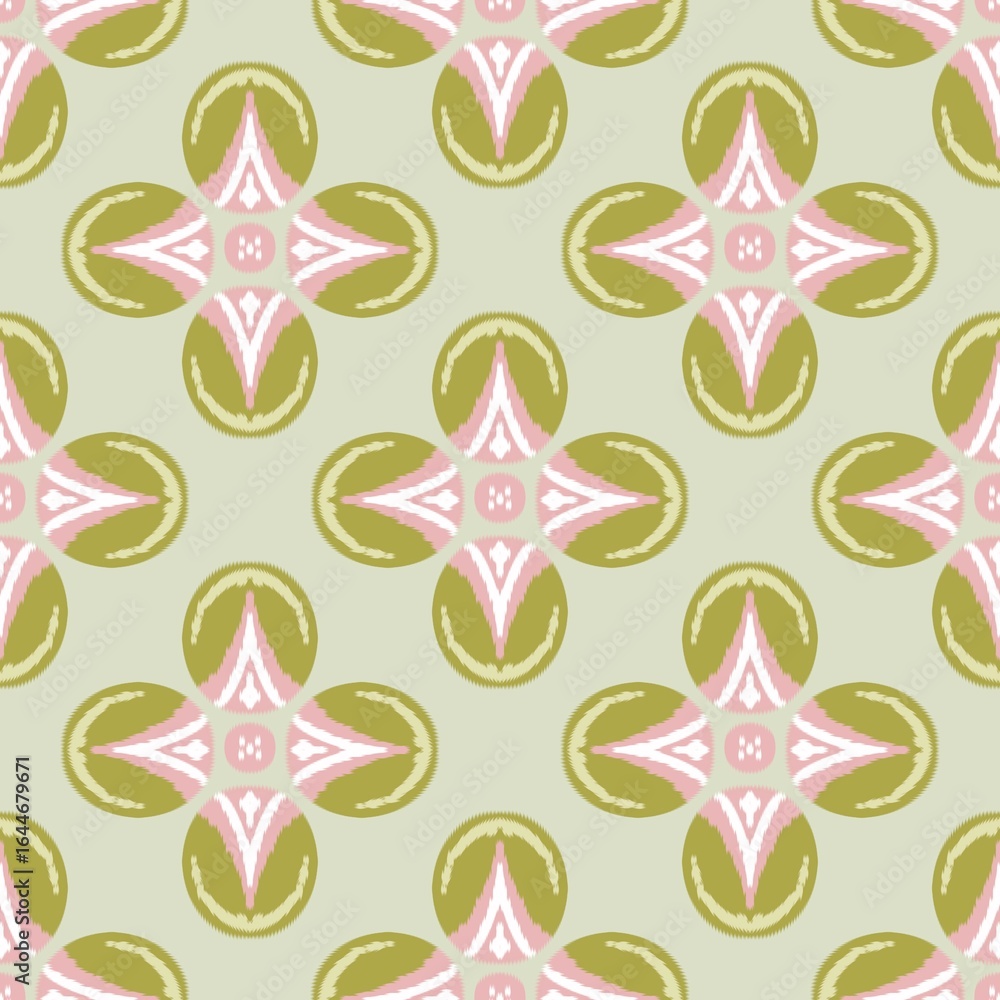 Obraz premium Ikat Seamless Pattern • Bohemian Textile Design • Traditional Fabric Texture • Digital Background for Print and Crafts