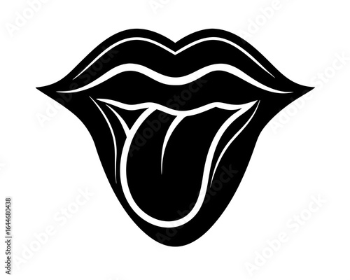 Tongue vector silhouette illustration isolated on white background