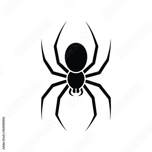 Vector illustration of Black silhouette of a spider with eight legs on a white background insect arachnid