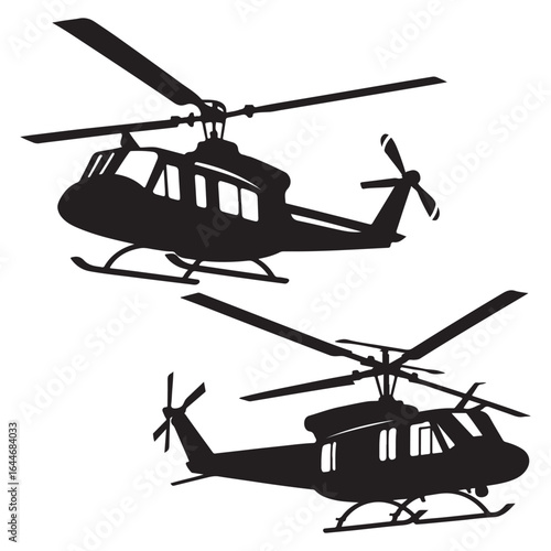 A black silhouette of a Helicopter vector
