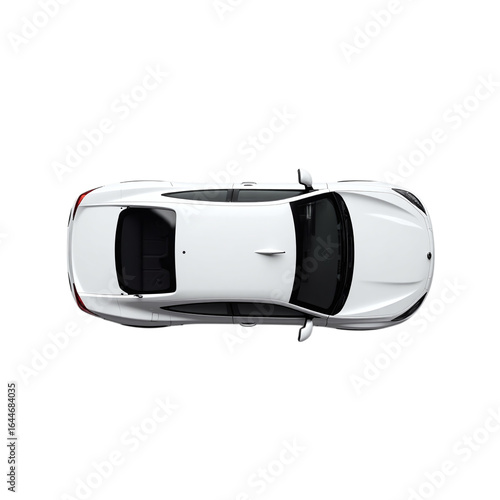 Aerial View of Modern White Car on Black Background for Automotive Industry Projects and Designs showcasing sleek design and advanced engineering