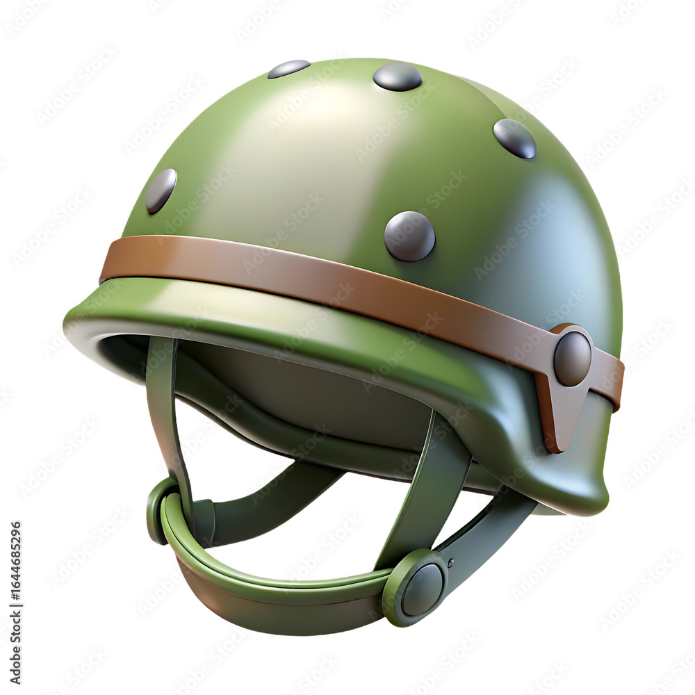 Fototapeta premium Isolated Green Military Helmet on Black Background for Safety and Protection in Combat and Hazardous Environments Symbolizing Armed Forces